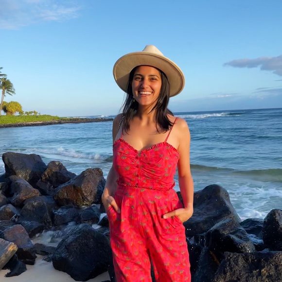 FARMRIO Pink Chilli Pepper Jumpsuit, Size Small - Picture 6 of 7